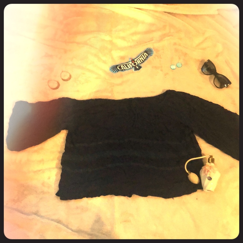 Blue peasant sleeve top